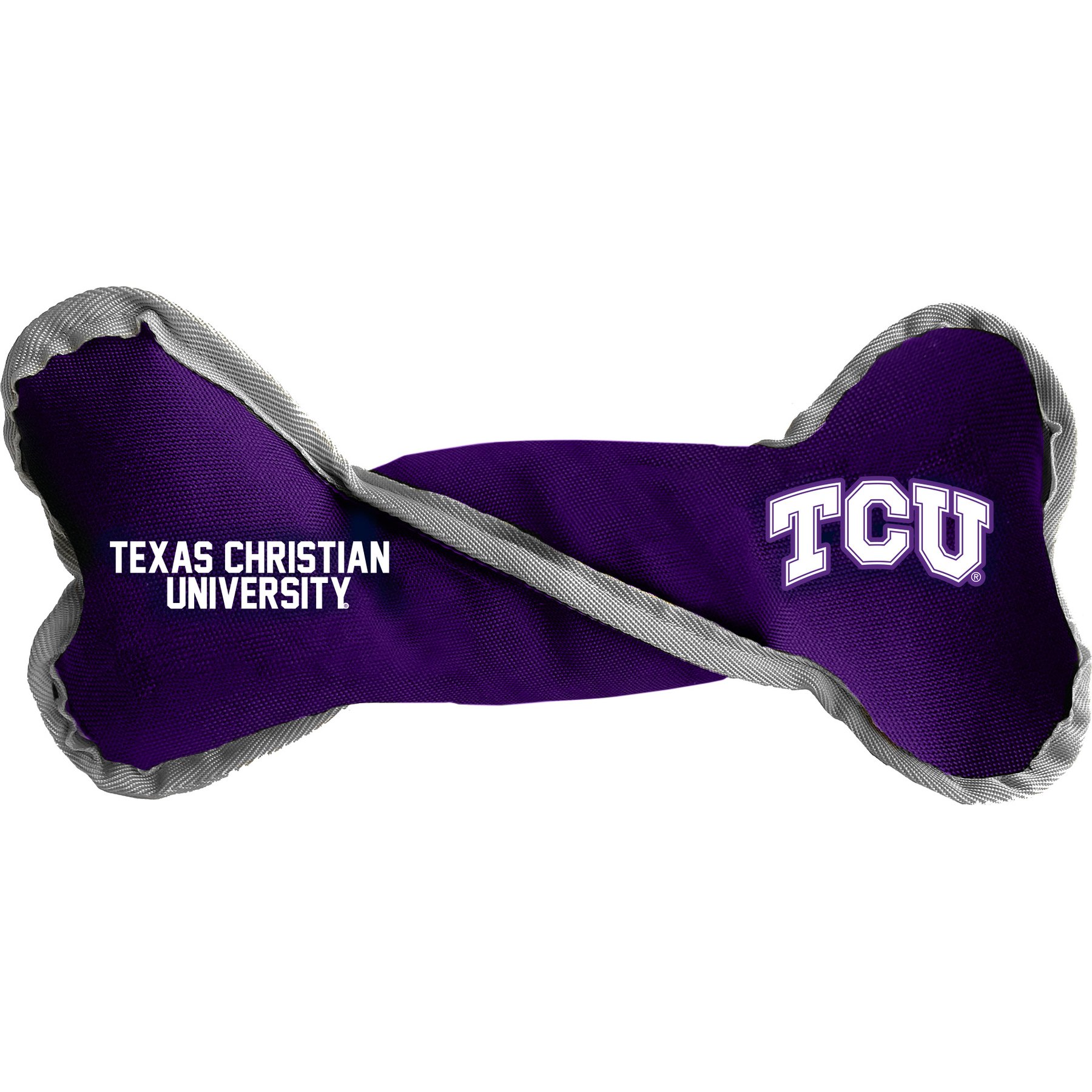 Littlearth NCAA Tug Bone with Squeaker Dog Toy, TCU Horned Frogs