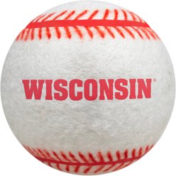 Littlearth NCAA Tough Chewer Baseball Dog Toy, Wisconsin Badgers