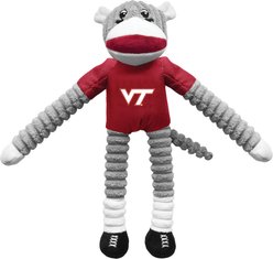 Littlearth NCAA Sock Monkey Dog Chew Toy, Virginia Tech Hokies