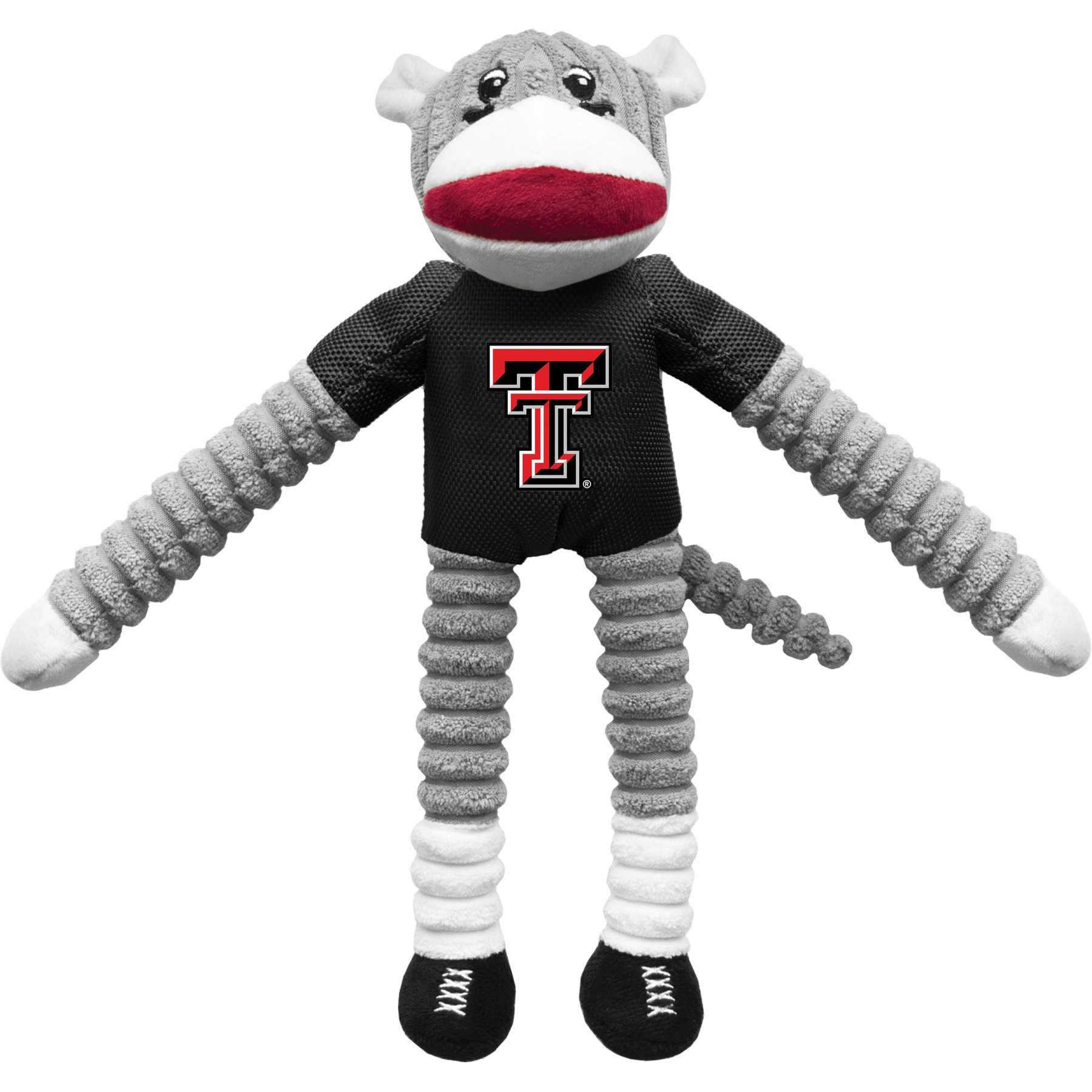 Littlearth NCAA Sock Monkey Dog Chew Toy, Texas Tech Red Raiders