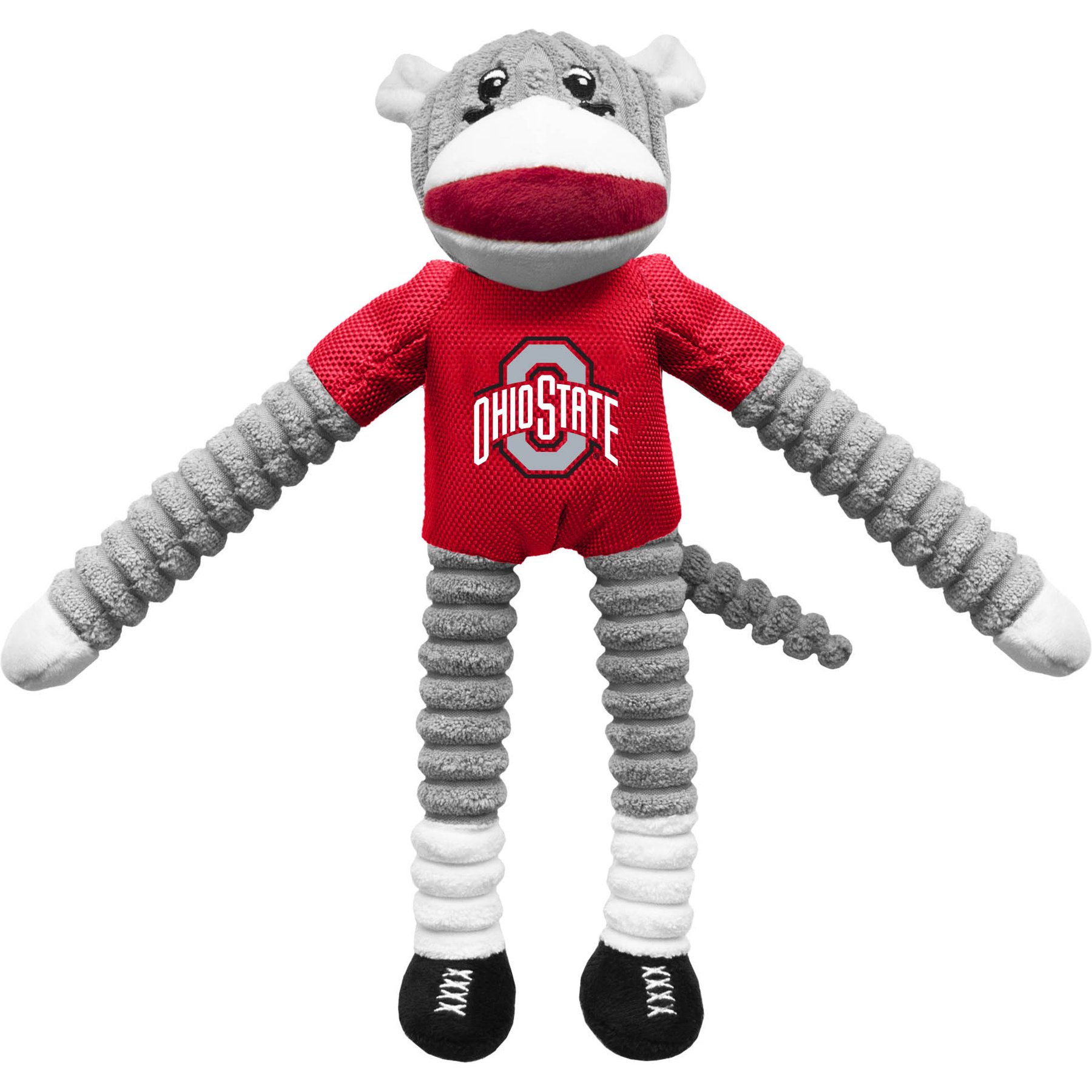 Littlearth NCAA Sock Monkey Dog Chew Toy, Ohio State Buckeyes