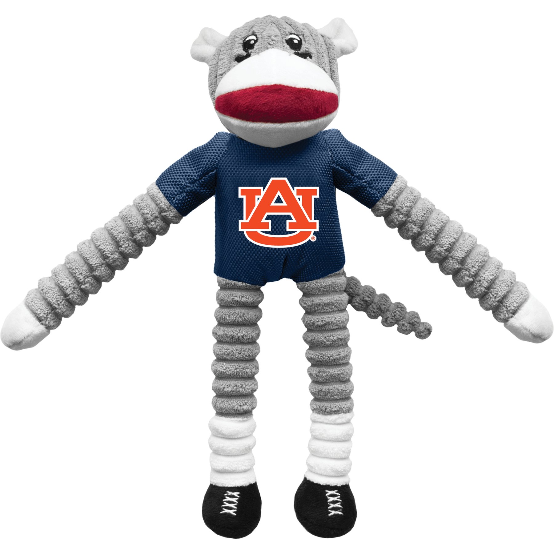 Littlearth NCAA Sock Monkey Dog Chew Toy, Auburn Tigers