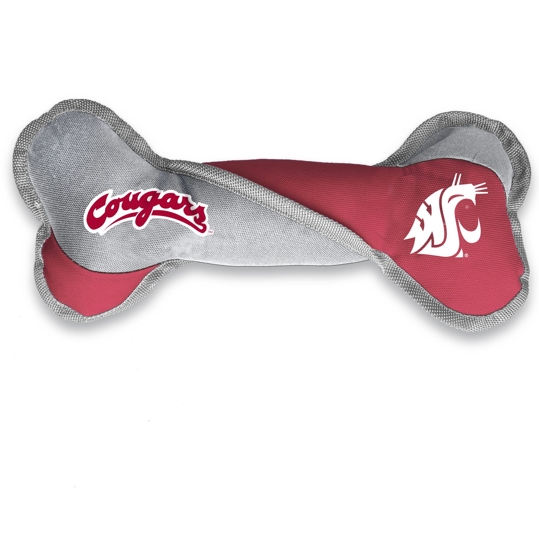 Littlearth NCAA Tug Bone with Squeaker Dog Toy, Washington State Cougars