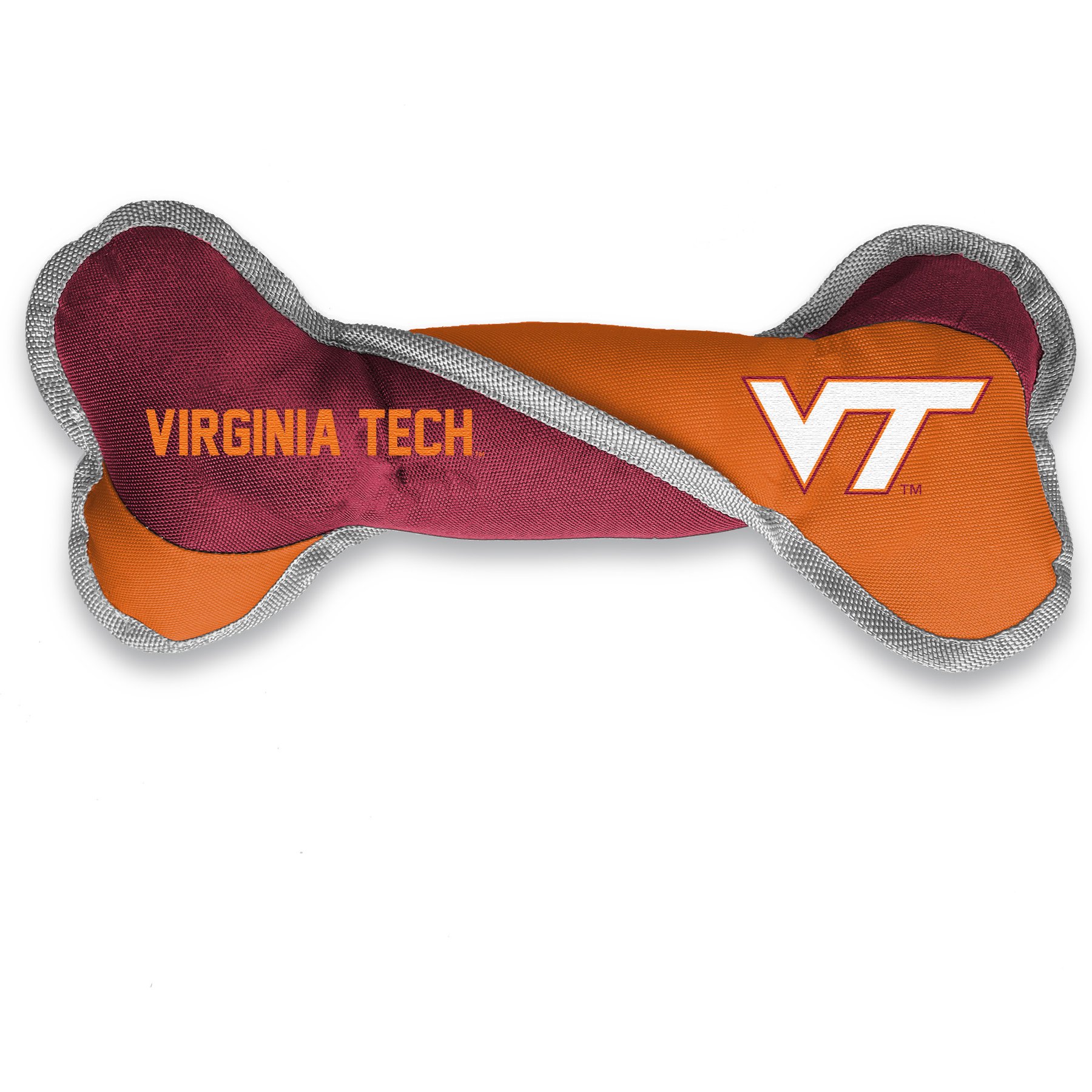 Littlearth NCAA Tug Bone with Squeaker Dog Toy, Virginia Tech Hokies