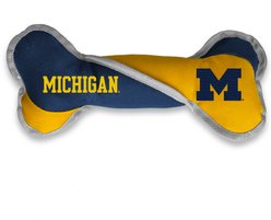 Littlearth NCAA Tug Bone with Squeaker Dog Toy, Michigan Wolverines