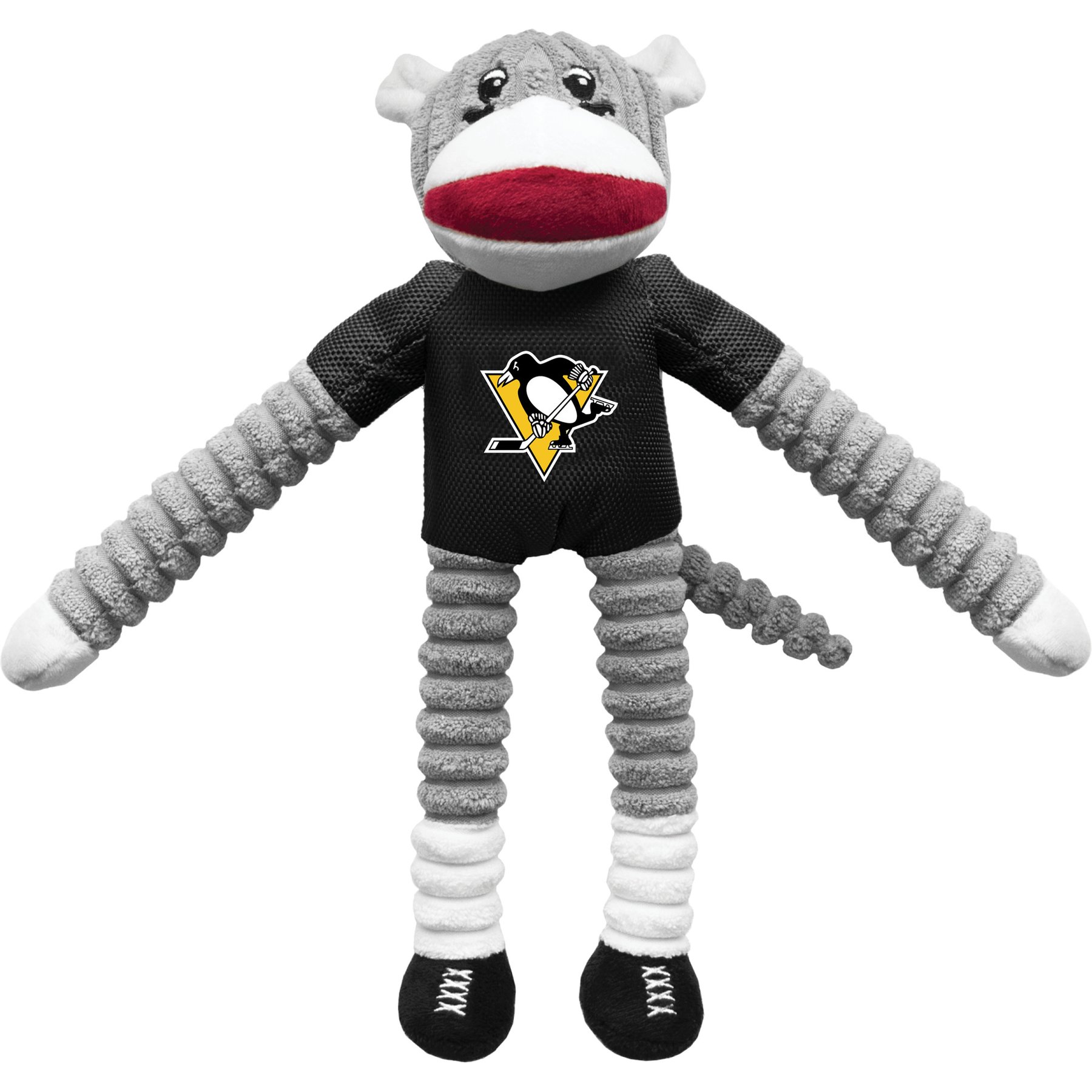 Littlearth NHL Sock Monkey Dog Chew Toy, Pittsburgh Penguins