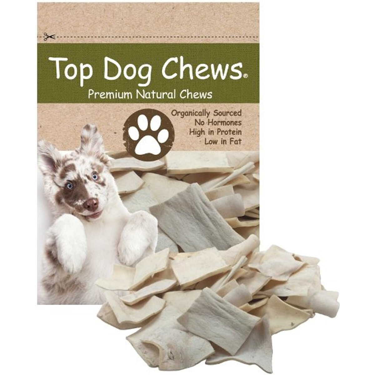 Top Dog Chews Natural Rawhide Chips, 1-lb bag