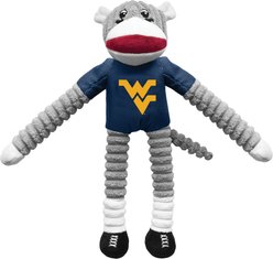 Littlearth NCAA Sock Monkey Dog Chew Toy, West Virginia Mountaineers