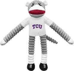 Littlearth NCAA Sock Monkey Dog Chew Toy, TCU Horned Frogs
