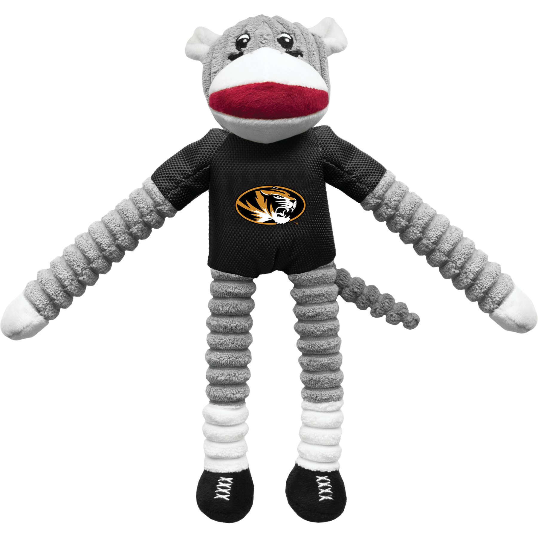 Littlearth NCAA Sock Monkey Dog Chew Toy, Missouri Tigers