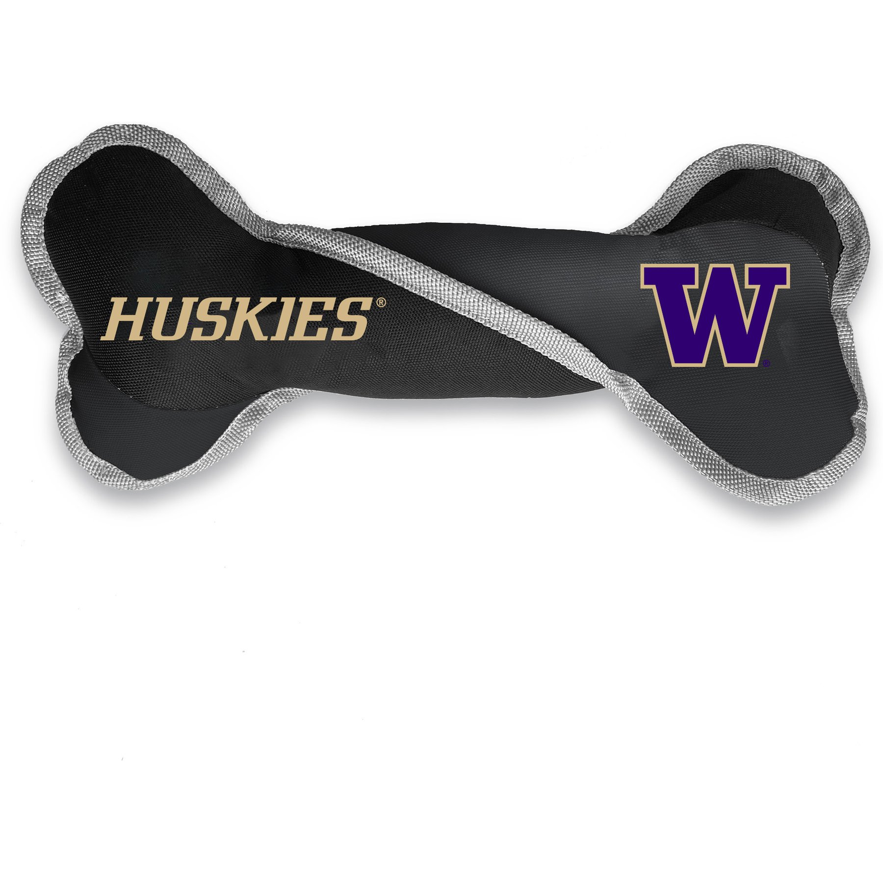 Littlearth NCAA Tug Bone with Squeaker Dog Toy, Washington Huskies