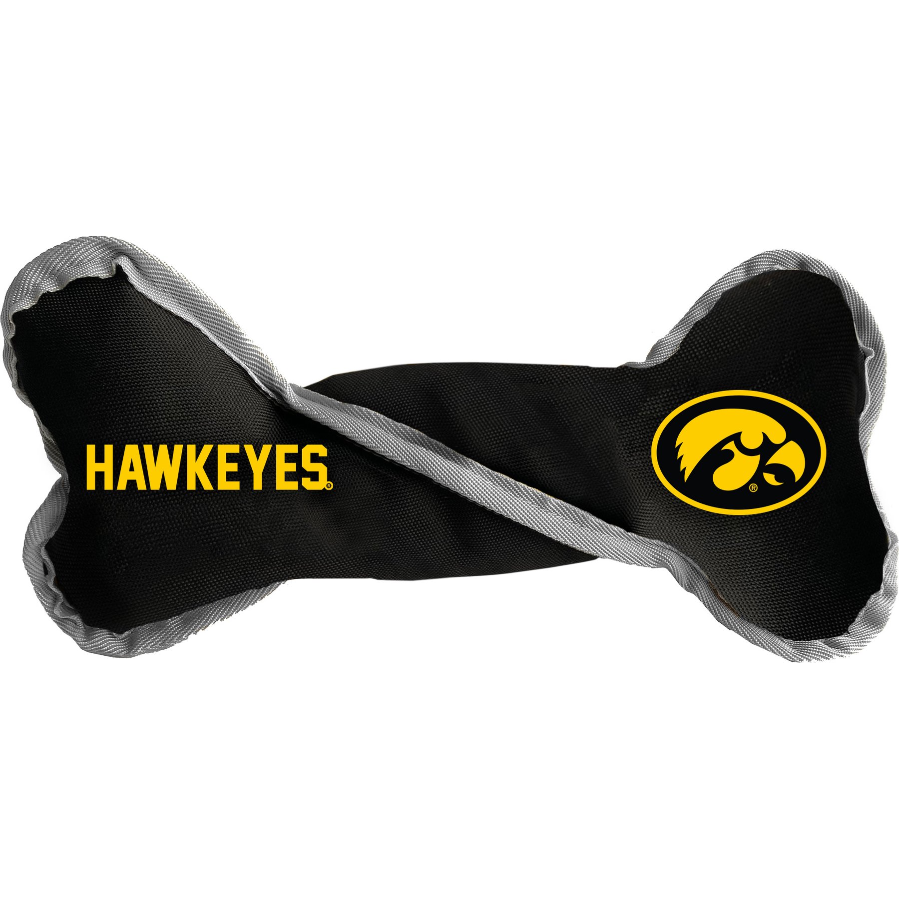 Littlearth NCAA Tug Bone with Squeaker Dog Toy, Iowa Hawkeyes