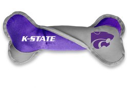 Littlearth NCAA Tug Bone with Squeaker Dog Toy, Kansas State Wildcats