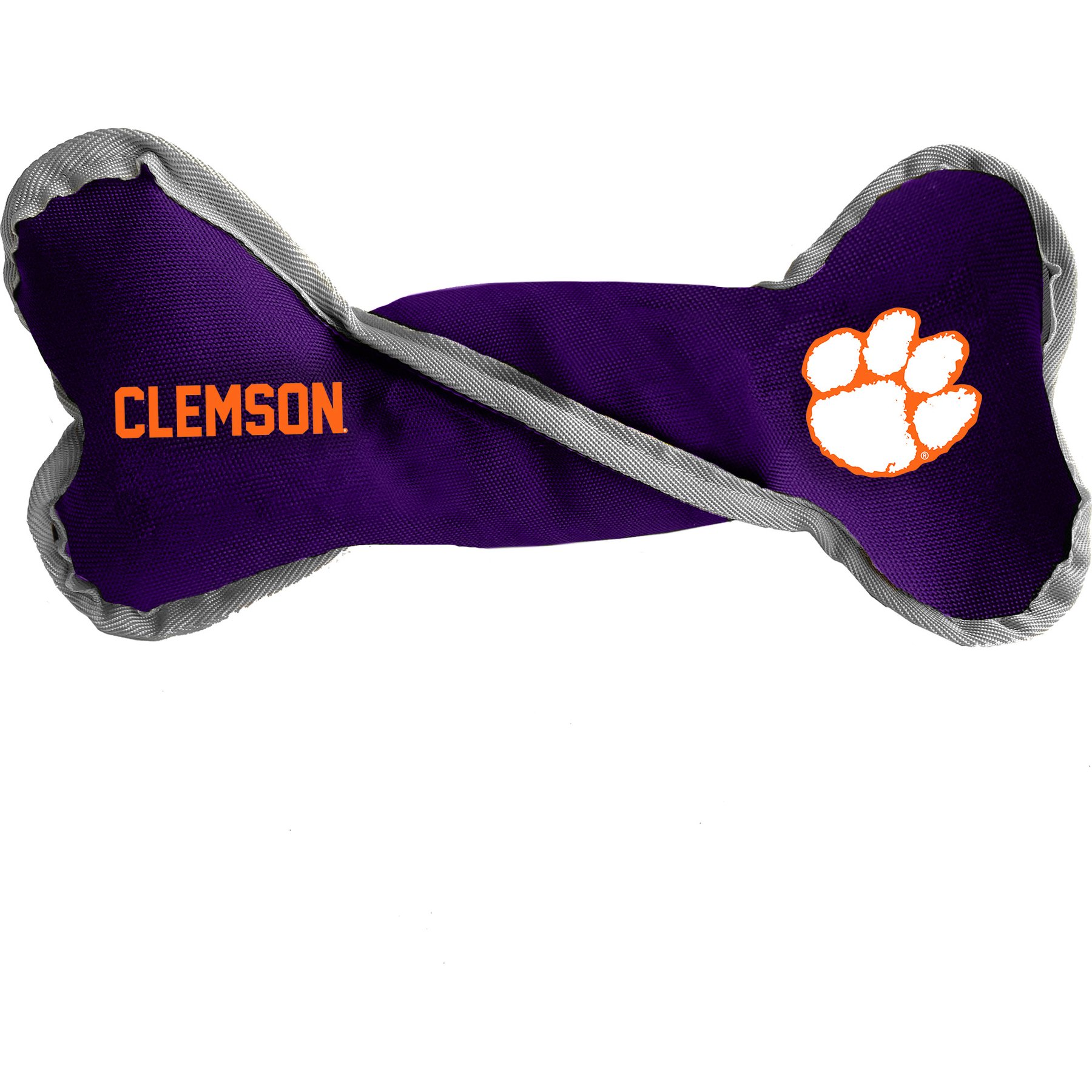 Littlearth NCAA Tug Bone with Squeaker Dog Toy, Clemson Tigers