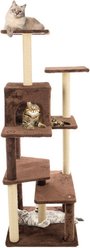 Pet Adobe 64-in Plush Condo Cat Tree Tower, Brown, Large