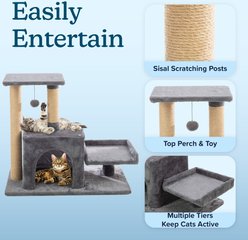 Pet Adobe 24.5-in Plush Hanging Toy Cat Tree Tower, Grey, Small slide 2 of 6