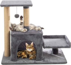 Pet Adobe 24.5-in Plush Hanging Toy Cat Tree Tower, Grey, Small