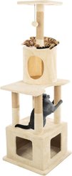 Pet Adobe 57-in Plush Hanging Toy Cat Tree Tower, Beige, Medium