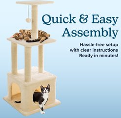 Pet Adobe 44-in Plush Hanging Toy Cat Tree Tower, Beige, Medium slide 2 of 7