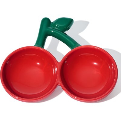 VETRESKA VETRESKA Cherry Dishwasher Safe Ceramic Dog Bowl, Red, Small: 7.4-oz