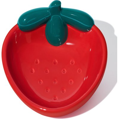 VETRESKA VETRESKA Strawberry Dishwasher Safe Ceramic Dog Bowl, Red, Small: 8.5-oz