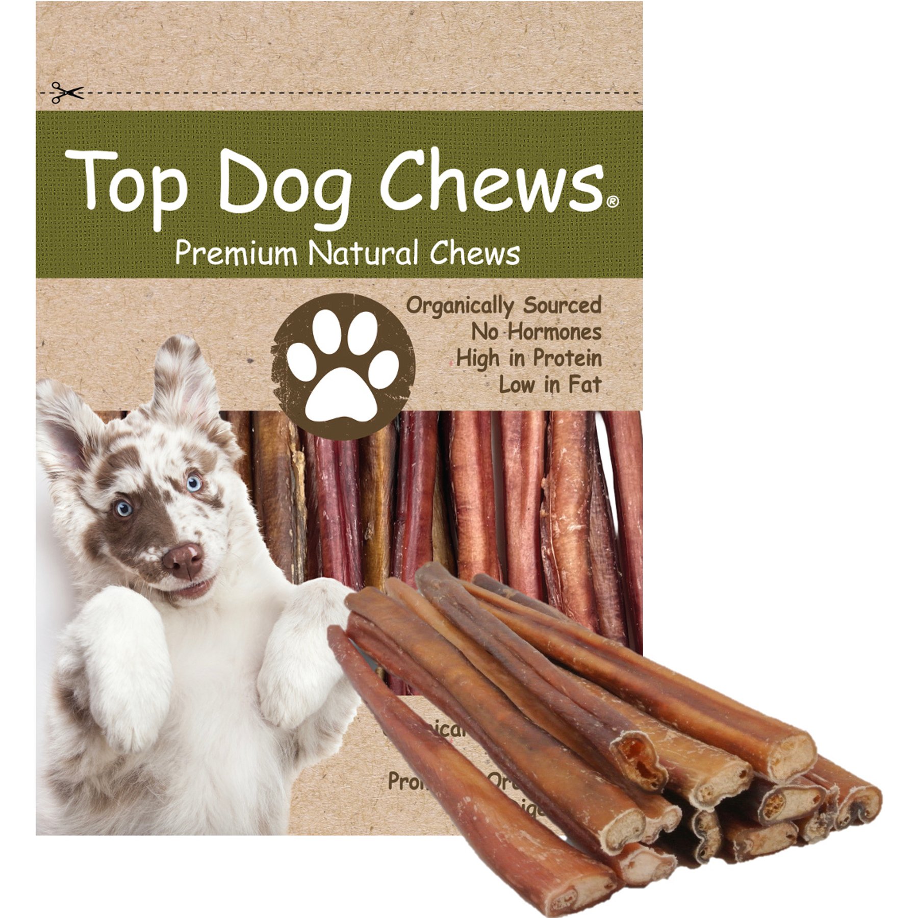 Top Dog Chews Thick 12-in Bully Stick Dog Treats, 10 count