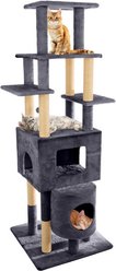 Pet Adobe 68-in Plush Hanging Toy Cat Tree Tower, Grey, Large slide 1 of 7