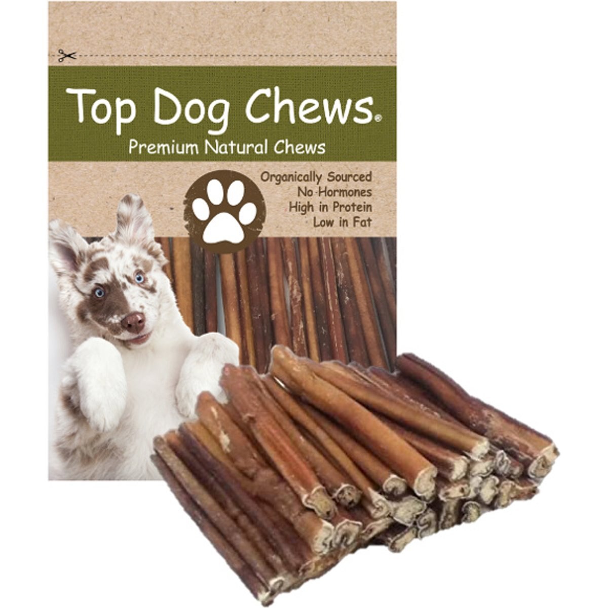 Top Dog Chews Premium 6" Bully Stick Dog Treats, 25 count