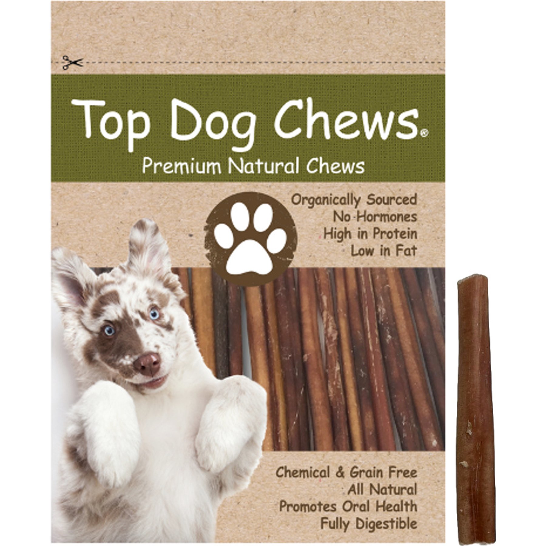 Top Dog Chews Standard 6" Bully Stick Dog Treats, 12 count