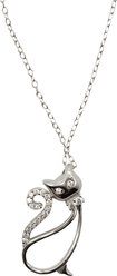 Penthouse Paws Fancy Cat Pendant Cat Mom Necklace, Silver, 12.9 to 22.3-mm