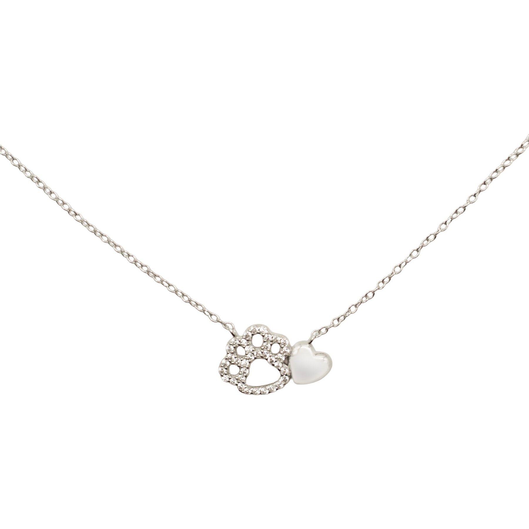 Penthouse Paws Paw Love Pendant Cat Mom Jewelry Necklace, Silver, 16 to 18-in