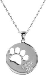 Penthouse Paws Cat Mom Paw Print Round Pendant Jewelry Necklace, Silver, 19.8-mm