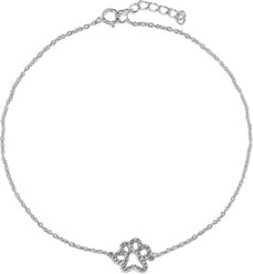 Penthouse Paws Paw Print Cat Mom Jewelry Anklet for Women, Silver, 9 to 9.5-in
