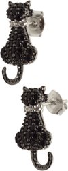 Penthouse Paws Cat Stud Cat Mom Earrings, Black/Silver, 8 to 18-mm