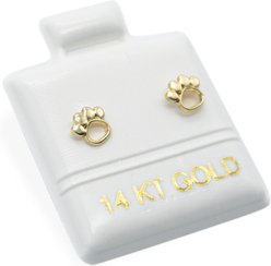 Penthouse Paws 14K Gold Paw Print Stud Woman Earrings, 4.8-mm