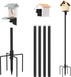 MIXXIDEA Adjustable Hummingbird Universal Stand Set Feeder Pole Wild Bird House Accessory, Black, 80-in