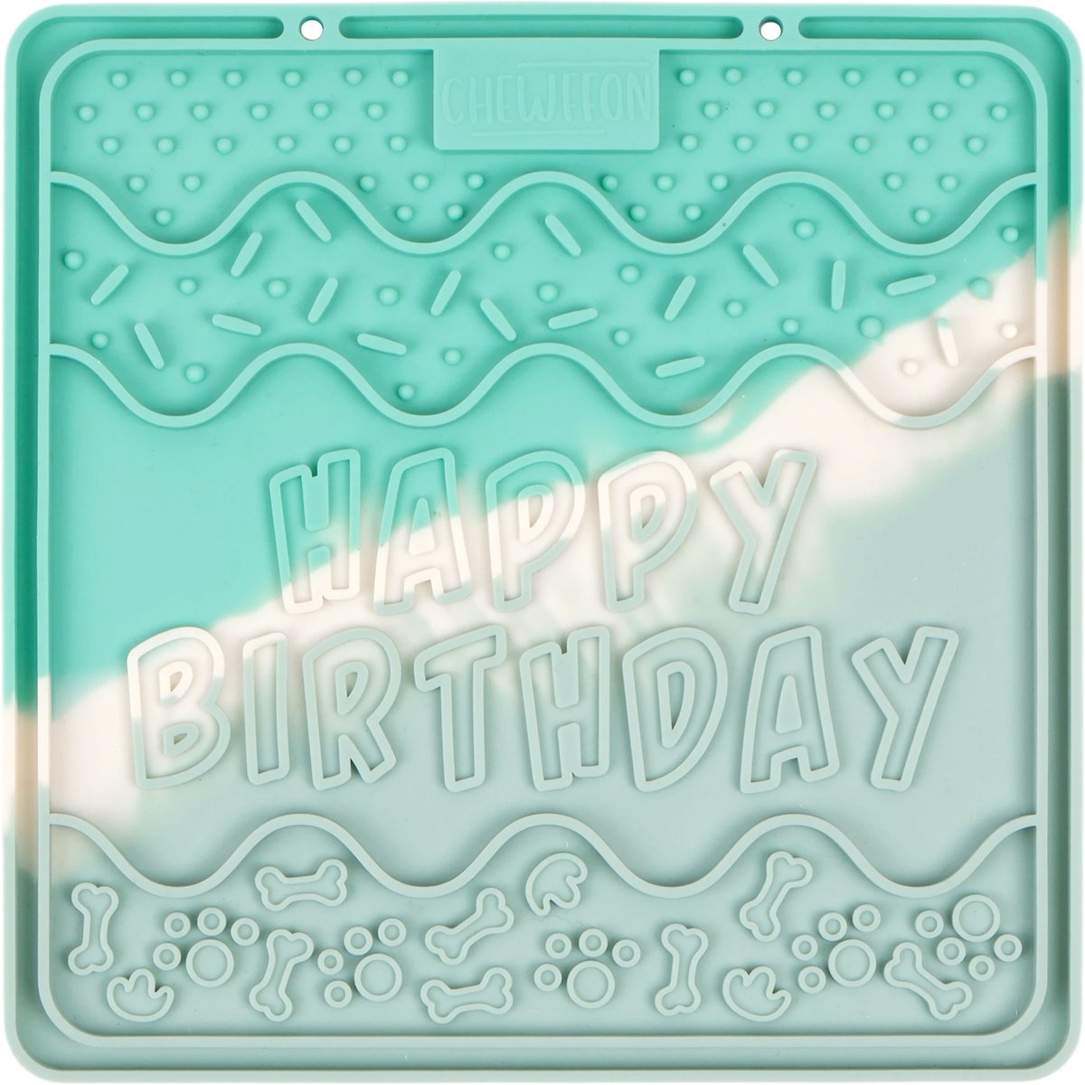 CHEWFFON Birthday Silicone Slow Feeder Non-Slip Enrichment Lick Bowl Dog Placemat, Medium, Seafoam Mist
