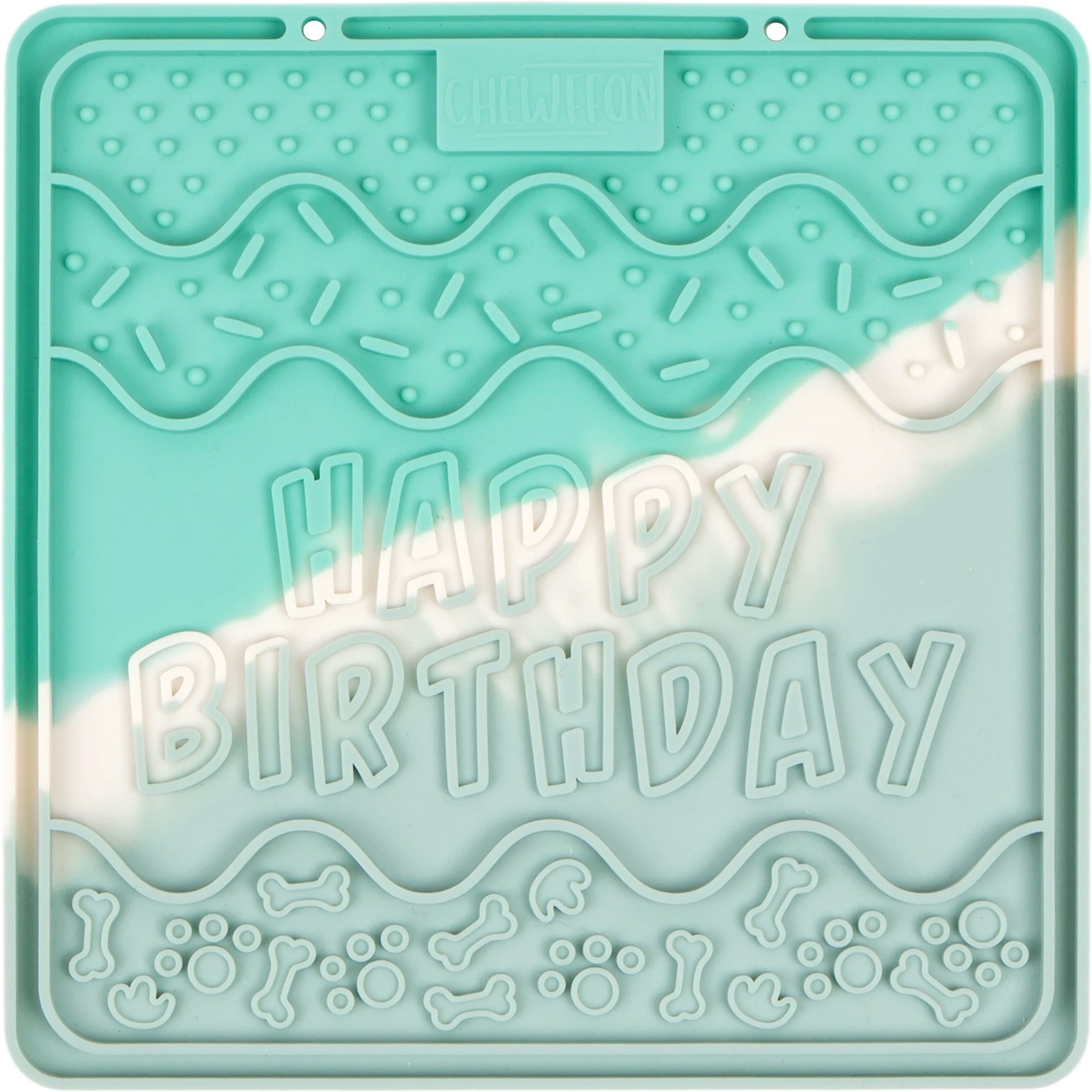 CHEWFFON Birthday Silicone Slow Feeder Non-Slip Enrichment Lick Bowl Dog Placemat, Medium, Seafoam Mist