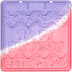 CHEWFFON Birthday Silicone Slow Feeder Non-Slip Enrichment Lick Bowl Dog Placemat, Medium, Lavender Dream