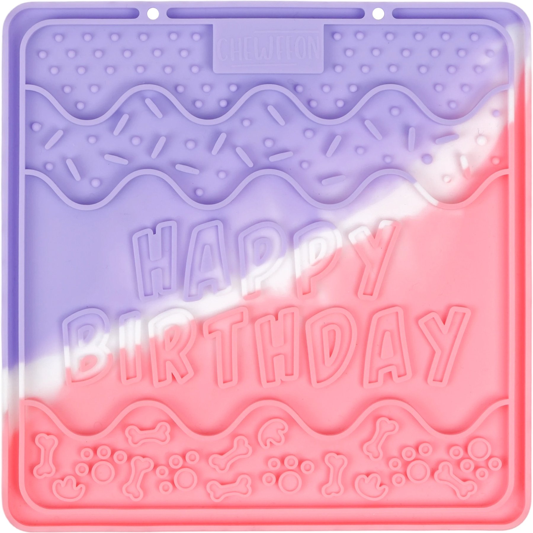 CHEWFFON Birthday Silicone Slow Feeder Non-Slip Enrichment Lick Bowl Dog Placemat, Medium, Lavender Dream