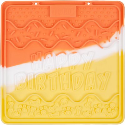 CHEWFFON CHEWFFON Birthday Silicone Slow Feeder Non-Slip Enrichment Lick Bowl Dog Placemat, Medium, Sunset Glow