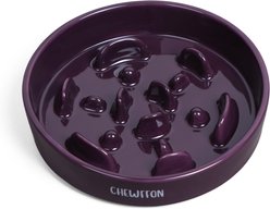 CHEWFFON Anti-Gulping Slow Feeder Nonslip Elevated Ceramic Dog Bowl, Dark Purple, Medium: 2-cup