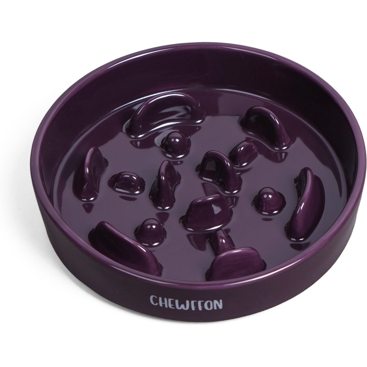 CHEWFFON Anti-Gulping Slow Feeder Nonslip Elevated Ceramic Dog Bowl, Dark Purple, Medium: 2-cup