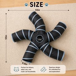 Pawward 5-Way Collapsible Indoor S-Shape Interactive Play Ball & Peek Hole Tunnel Cat Toy, Blue slide 2 of 6