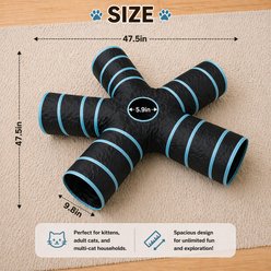 Pawward 5-Way Straight Collapsible Interactive Play Ball & Peek Hole Tunnel Cat Toy, Blue slide 2 of 6
