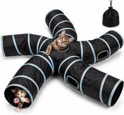 Pawward 5-Way Collapsible Indoor S-Shape Interactive Play Ball & Peek Hole Tunnel Cat Toy, Blue