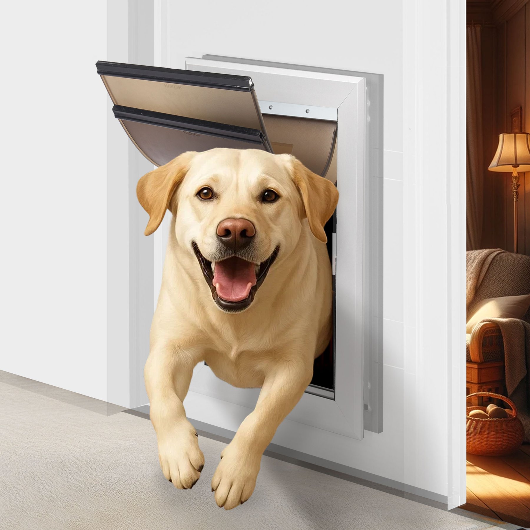 iPetba Extreme Weather Resistant Locking Dog Door, Silver, X-Large