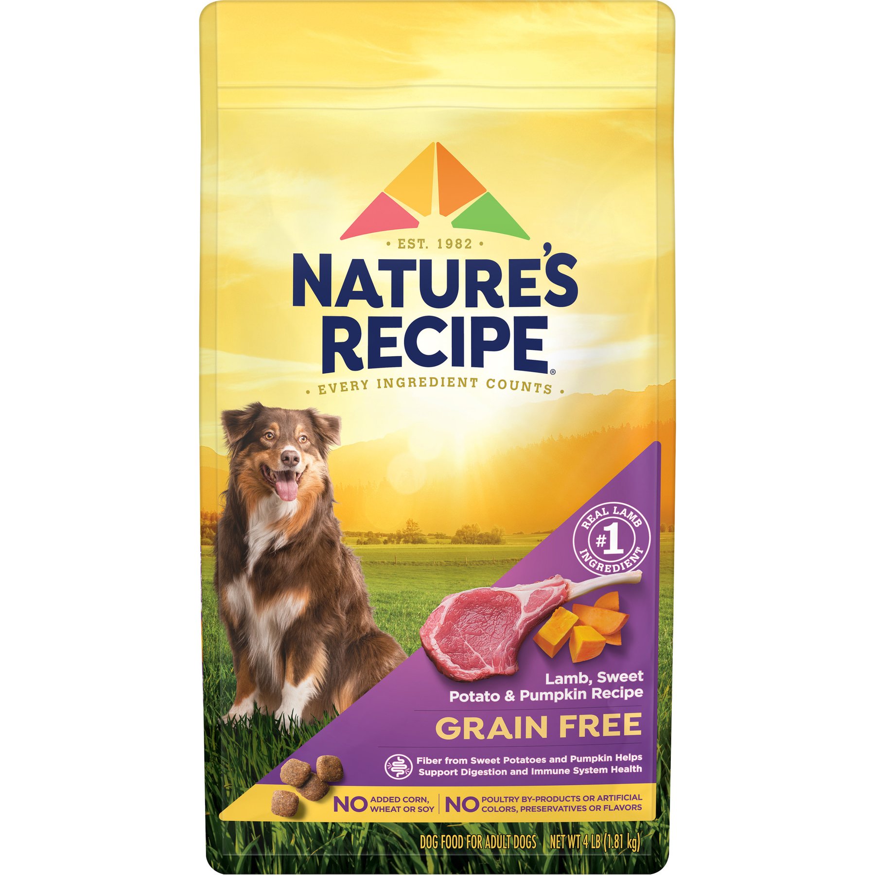 Nature's Recipe Grain-Free Lamb, Sweet Potato & Pumpkin Recipe Dry Dog Food, 4-lb bag