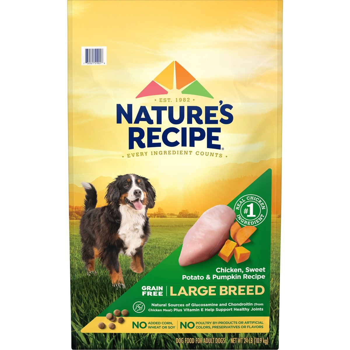 Nature's Recipe Large Breed Grain-Free Chicken, Sweet Potato & Pumpkin Recipe Dry Dog Food, 48-lb bundle