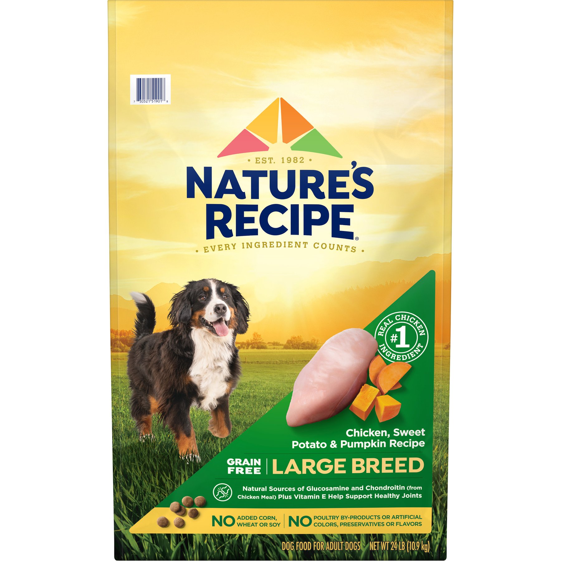 Nature's Recipe Large Breed Grain-Free Chicken, Sweet Potato & Pumpkin Recipe Dry Dog Food, 48-lb bundle